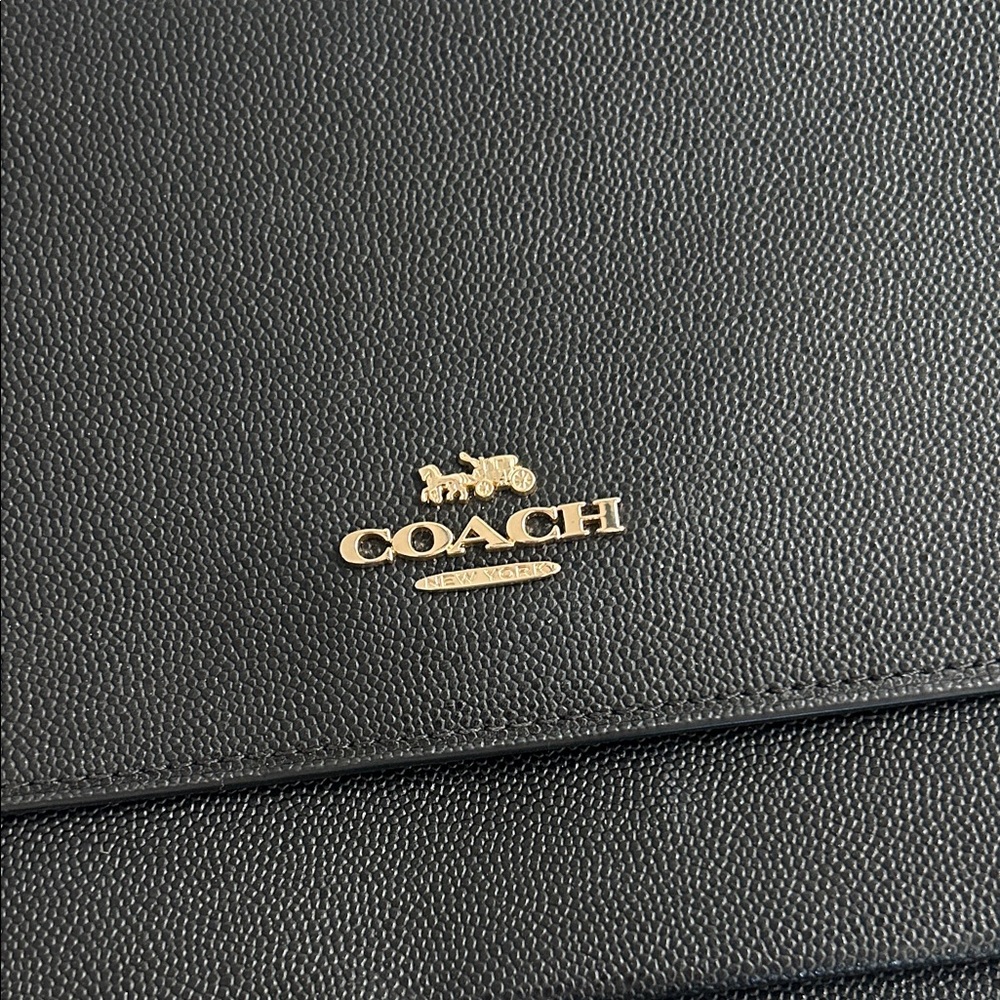 EUC Coach Black Crossbody Bag with Gold Chain - Picture 2 of 6